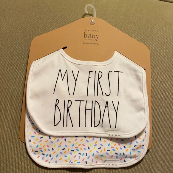 Rae Dunn Other - NWT Rae Dunn “My First Birthday” round snap bibs